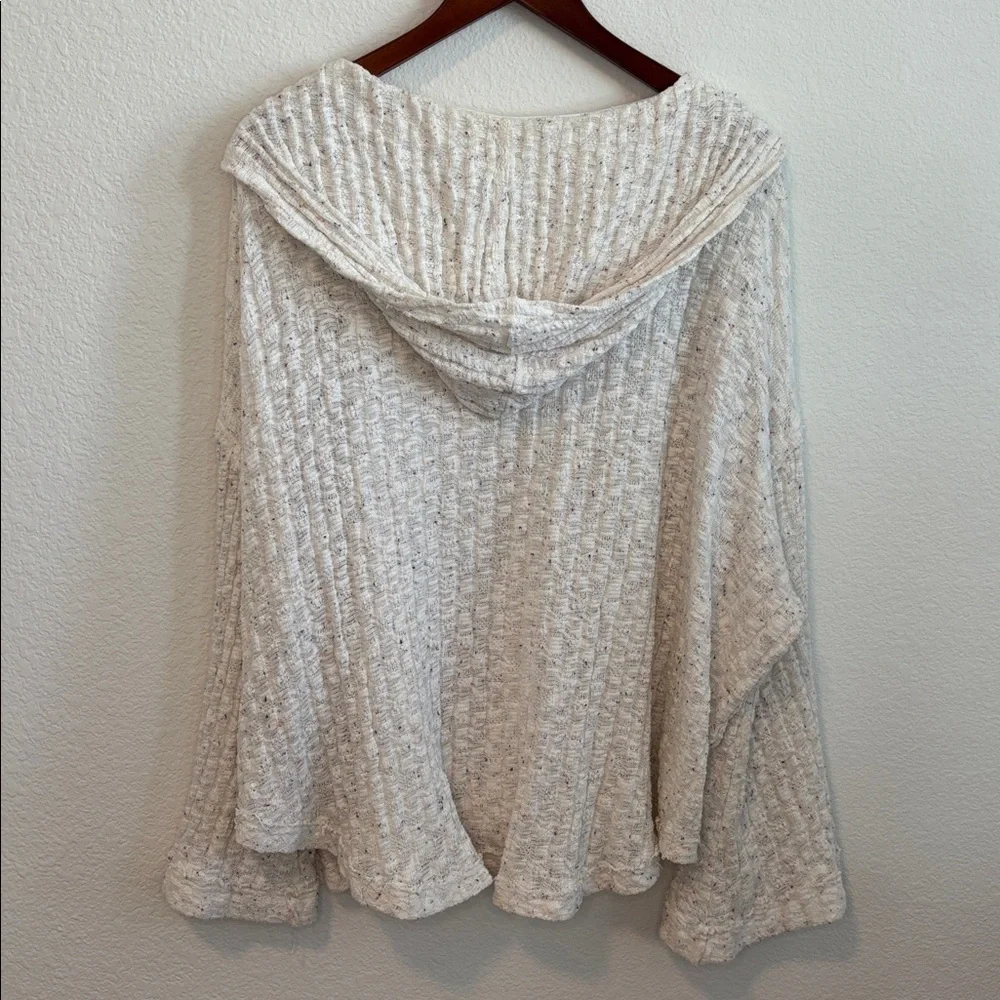 Free People Baja Babe Hacci Hooded Pullover White Multicolor Speckles Top M - Picture 4 of 13
